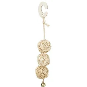Rattankugeln mit Glocke 3 Stück, hängend, 24 cm